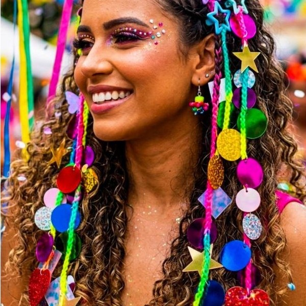 Presilha Tic Tac Carnaval 30cm - Mecha Paetê Neon - Artesanal Premium - Unidade