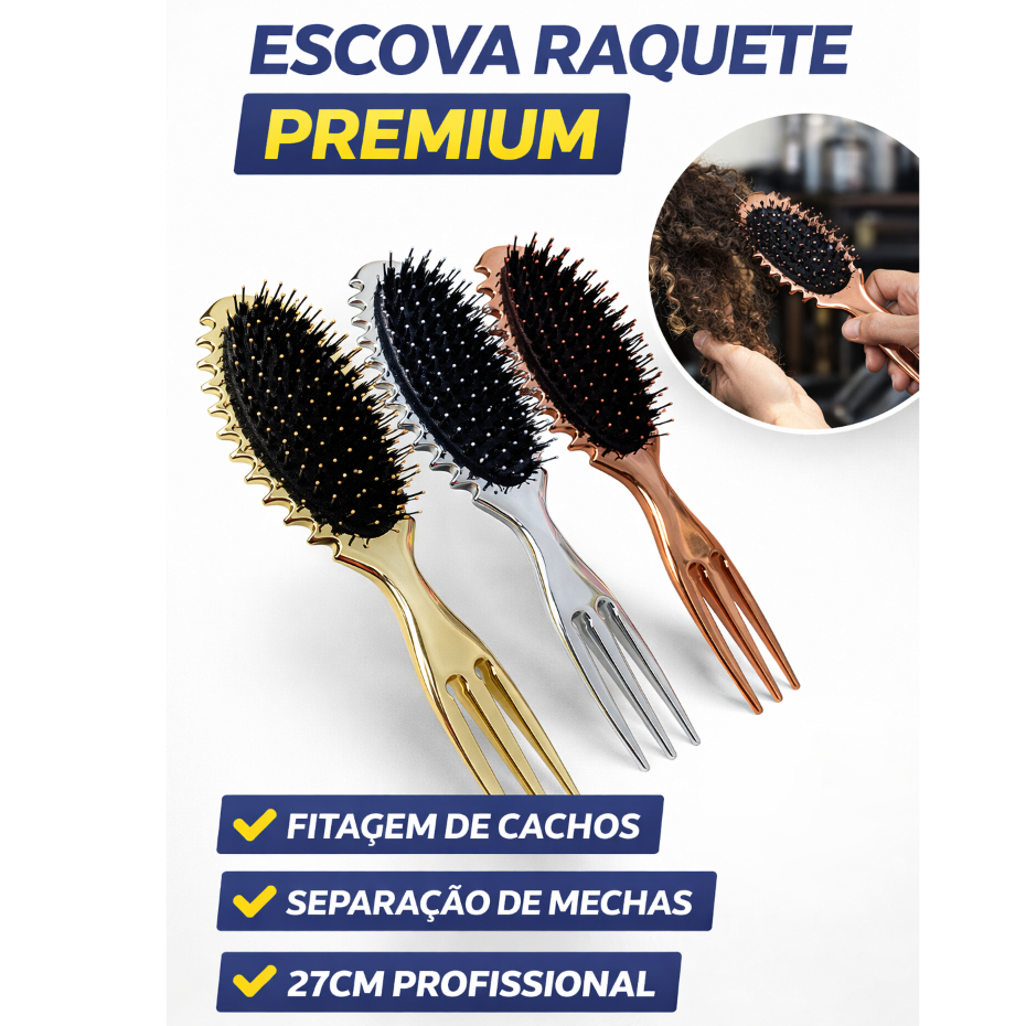 Escova Almofadada de Fitagem e Definição para Cabelos Cacheados – Desembaraça, Modela Sem Cerdas