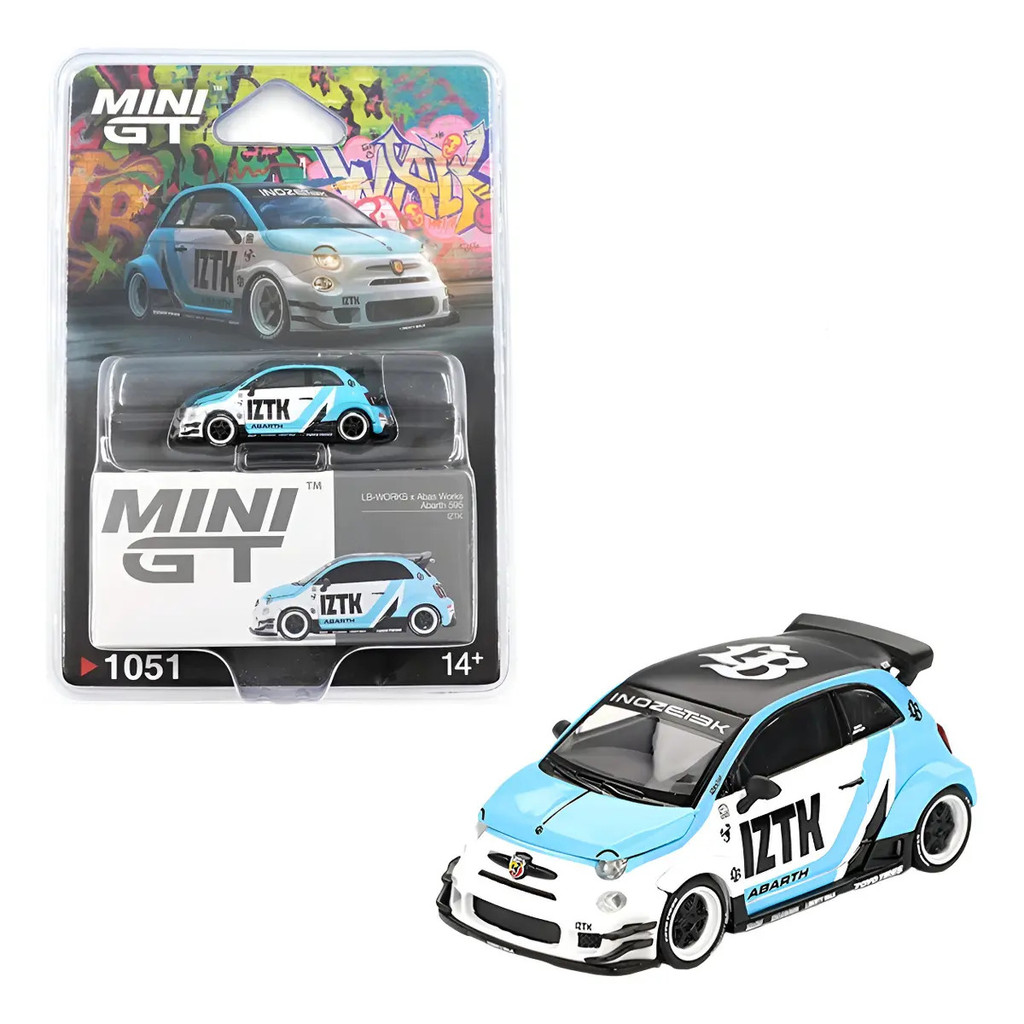 Miniatura Premium Mini Gt Abarth Fiat 500 #1051 1:64 Azul Celeste Realista