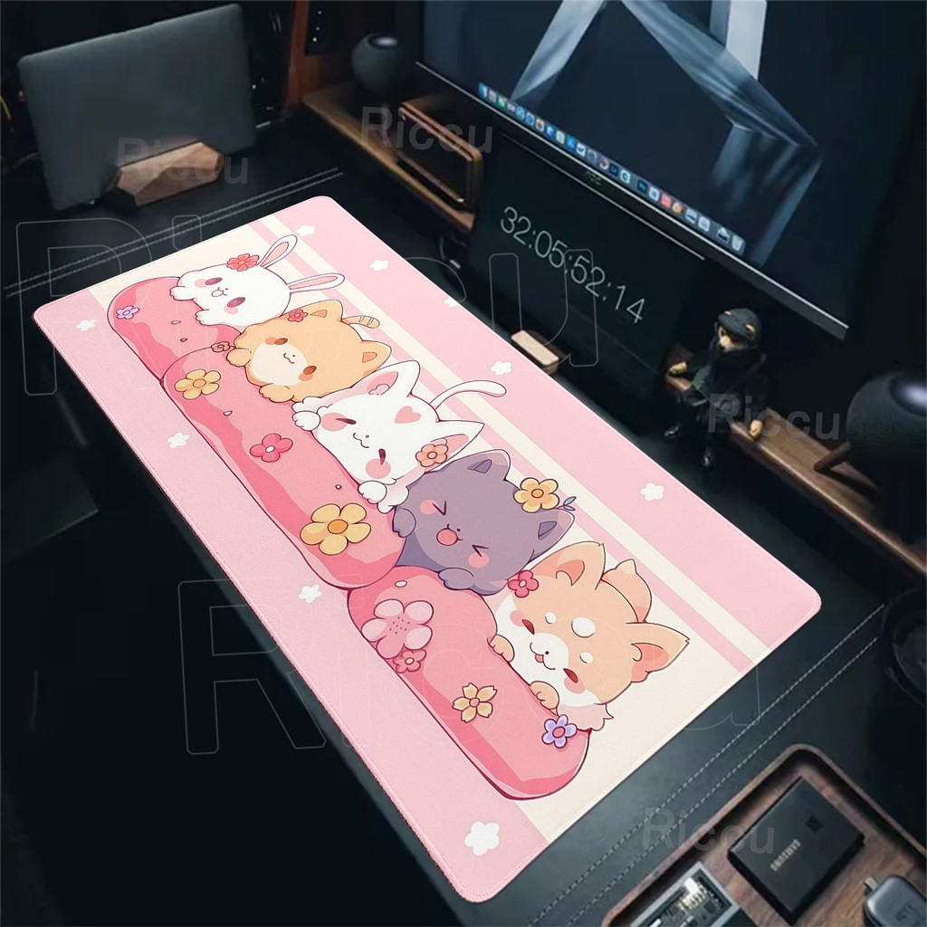 Kawaii Rosa Teclado Almofada Bonito Anime Gato Coelho Mousepad Gamer PC Gabinete Portátil DeskMat E-Sports Esteira Acess