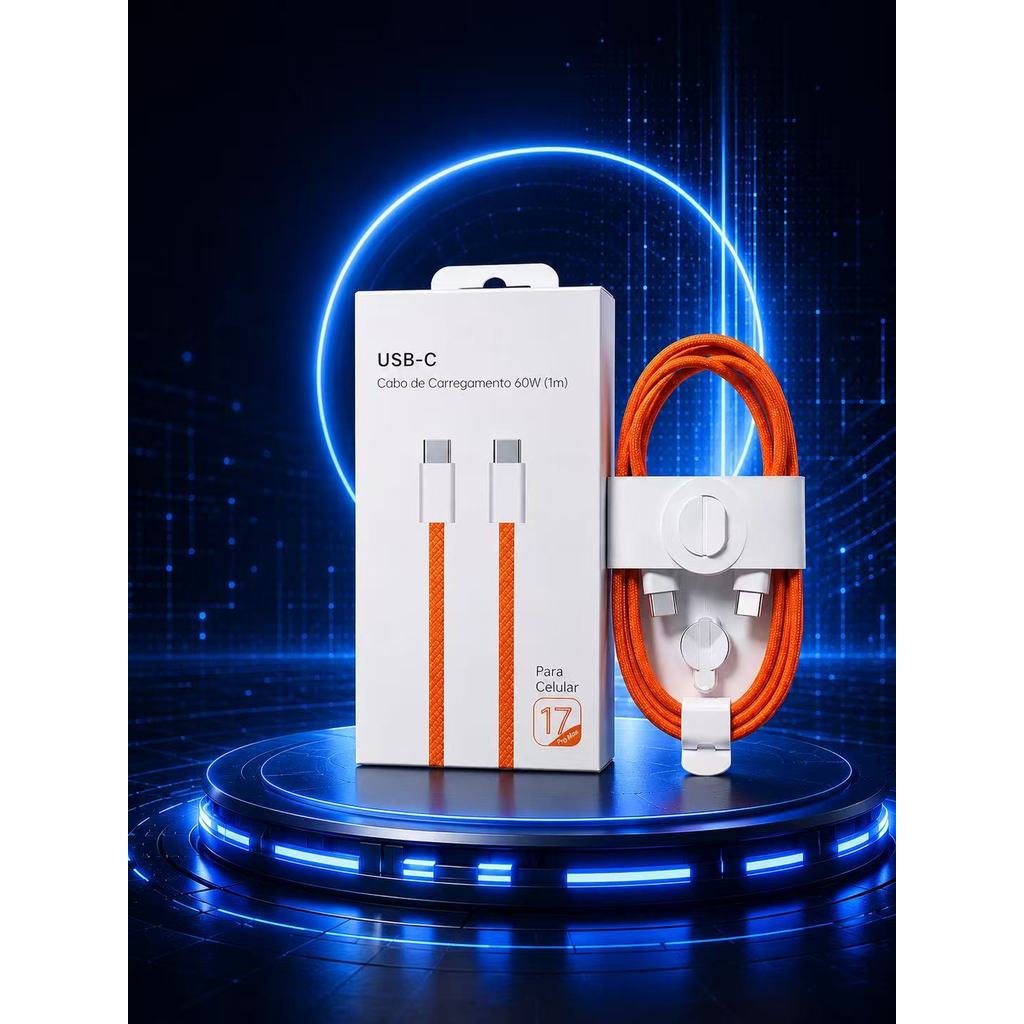 Cabo Tipo C 60W Rápid USB C Turbo Fast Charge 1 Metro Para iPhone 18 pro max/17 pro max/15 16 pro max