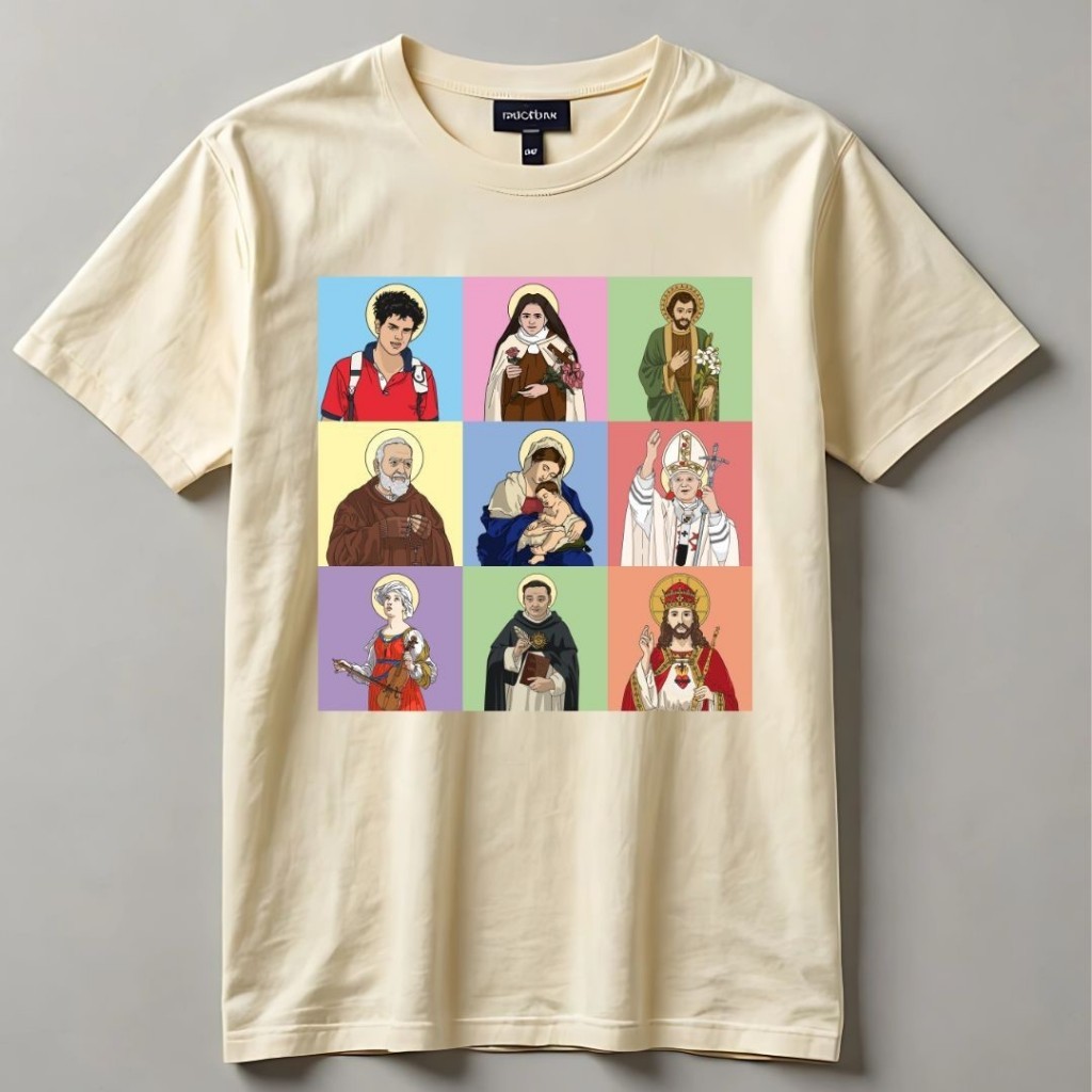 Camiseta [Exclusivo] Santos S. Carlo Acutis S. João Paulo II Padre Pio S. Teresinha| Infantil, Adulto e Plus Size