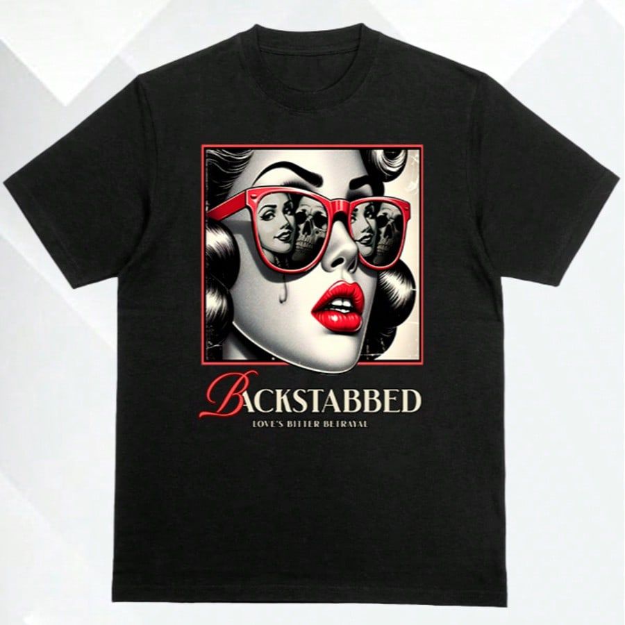 Camiseta Backstabbed Love's Bitter Betrayal Urban Casual Streetwear Algodão Unissex Plus Size