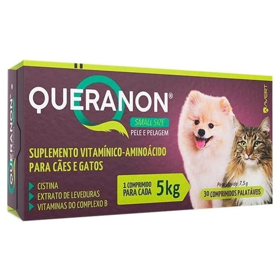 Queranon Small Size Para Cães E Gatos Até 5kg 30 Comprimidos