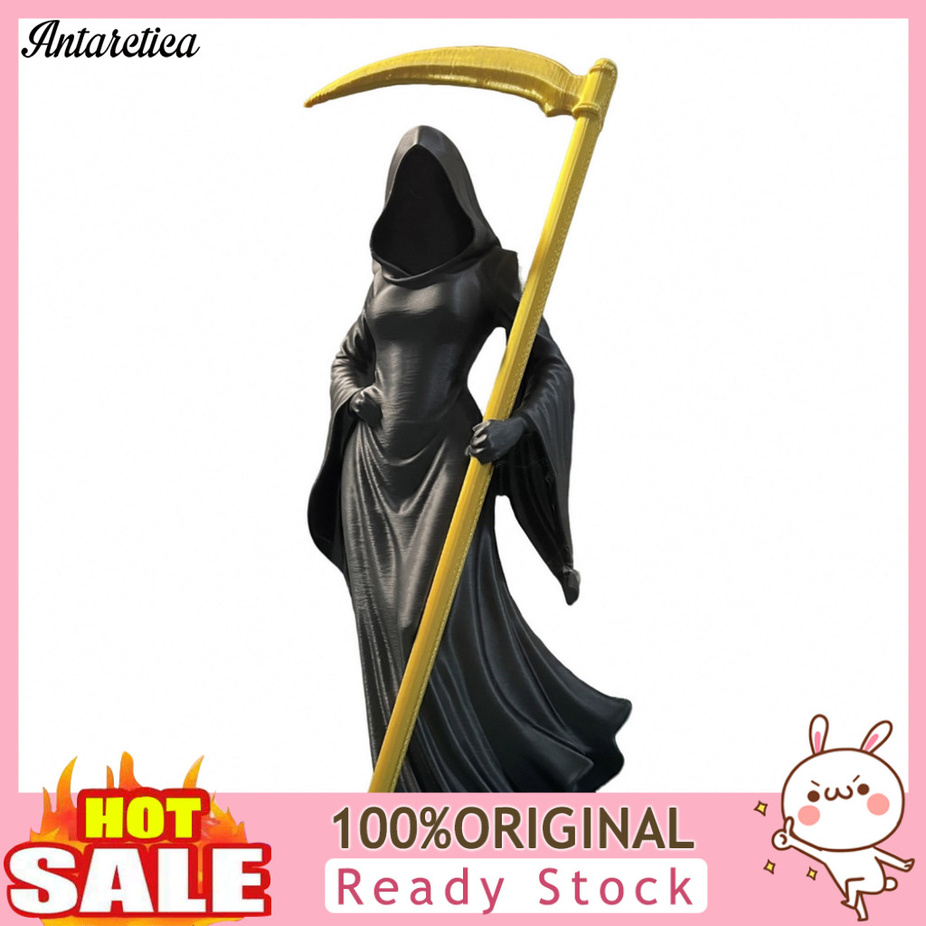 Fantasy Room Accents Dark Desk Accessory 3d Printed Female Grim Reaper Statue – Hooded Faceless Resin Figurine with De
