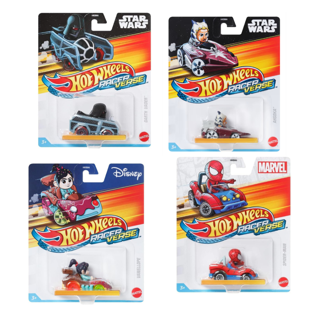 Hot Wheels Racer Verse Spider Man / Vanellope /  He Man /  Darth Vader / Ahsoka Tano / SpongeBob Bob Esponja / Gizmo