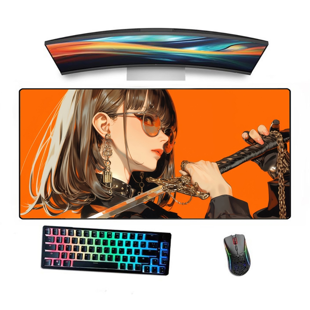 Mousepad Speed Gamer Borda Costurada Estampado Samurai Girl Japan