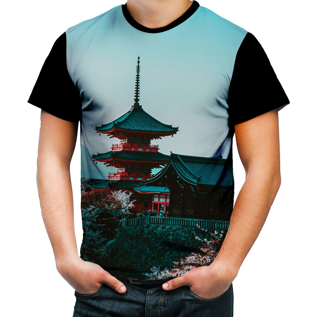 Camiseta Colorida Castelo Japonês Samurai Ninja Japan 1