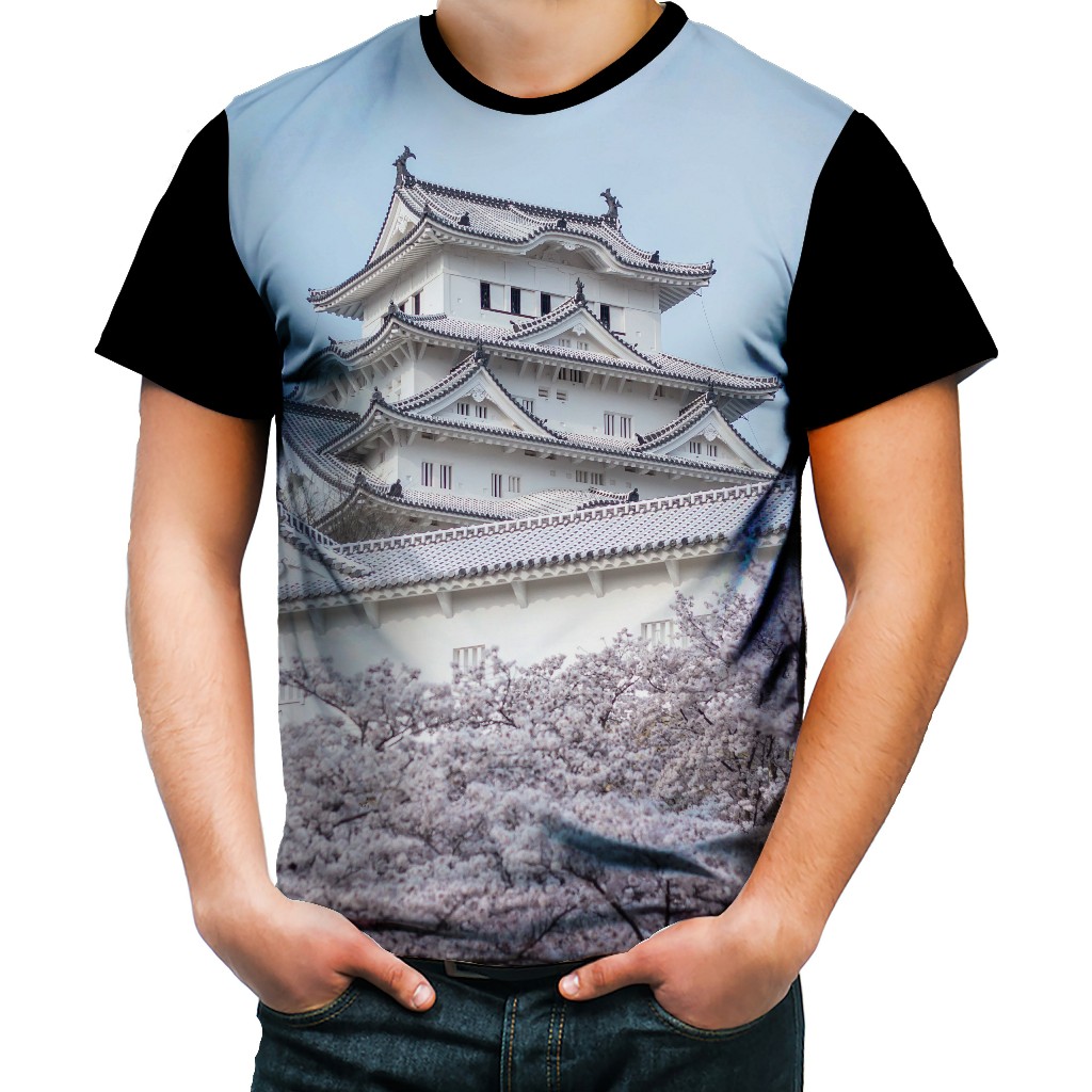Camiseta Colorida Castelo Japonês Samurai Ninja Japan 2