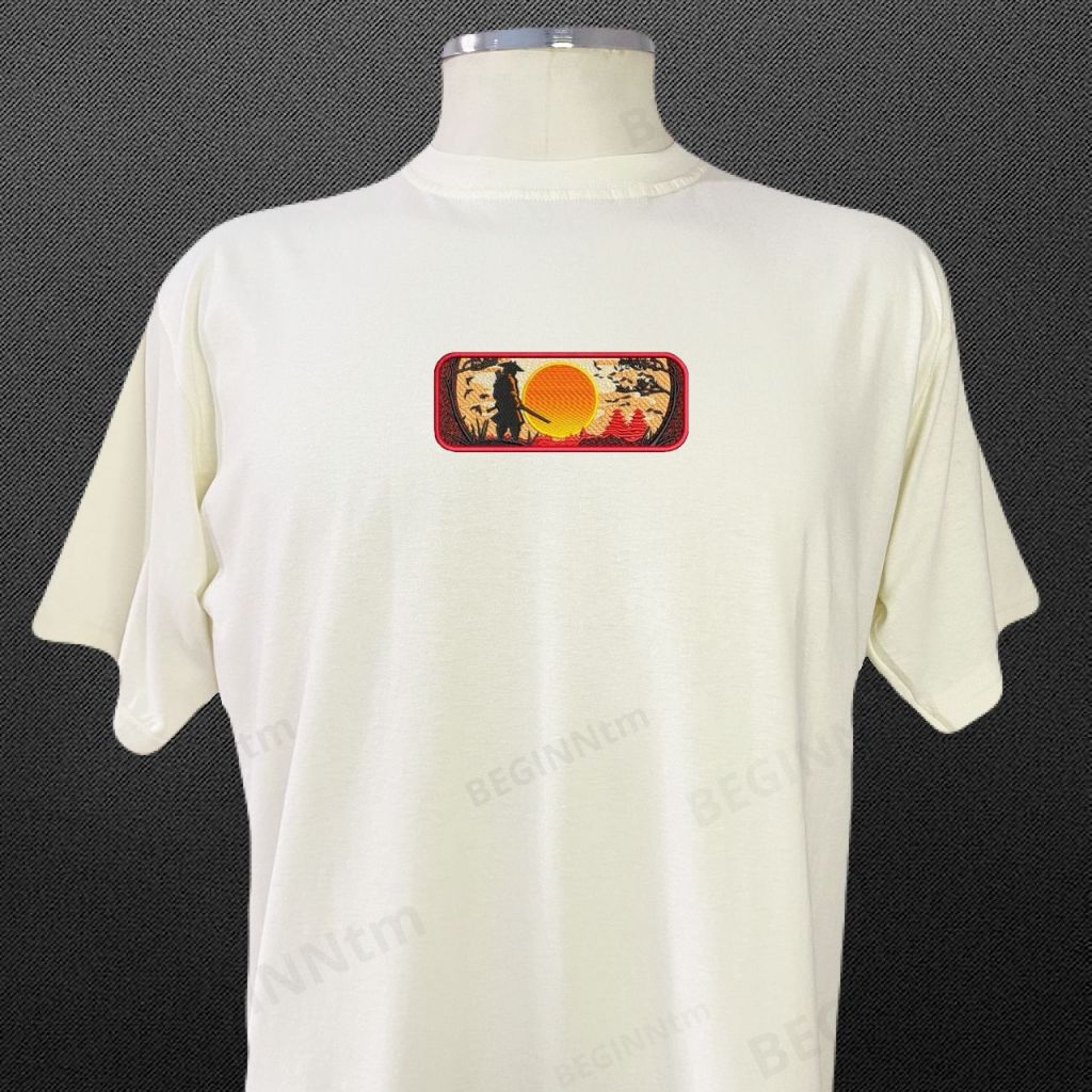 Camiseta samurai Bordado sunrise japan blusa 100% algodão streetwear