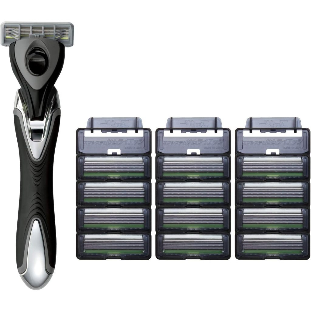 Feather F-System Samurai Edge Razor Shaver Handle With 13 Blades Set for Men Made in Japan Authentic