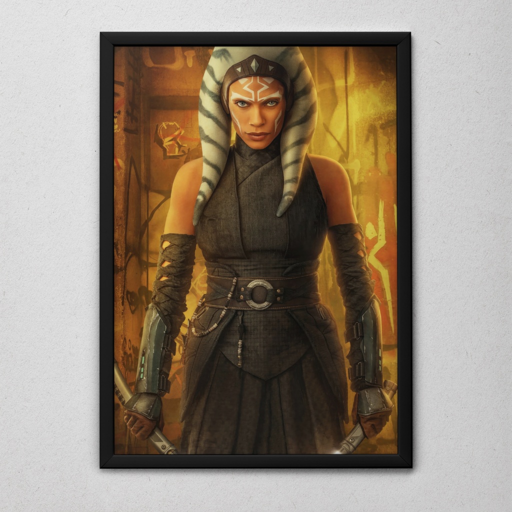 Quadro Decorativo Ahsoka Com Moldura Star Wars Série Decoração Geek
