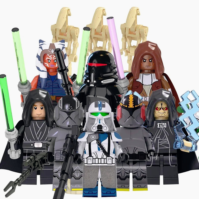 Space Wars Ahsoka Mace Windu Luke Skywalker Com Baby Yoda Palpatine Commander Blackout Mini Blocos De Construção Criança