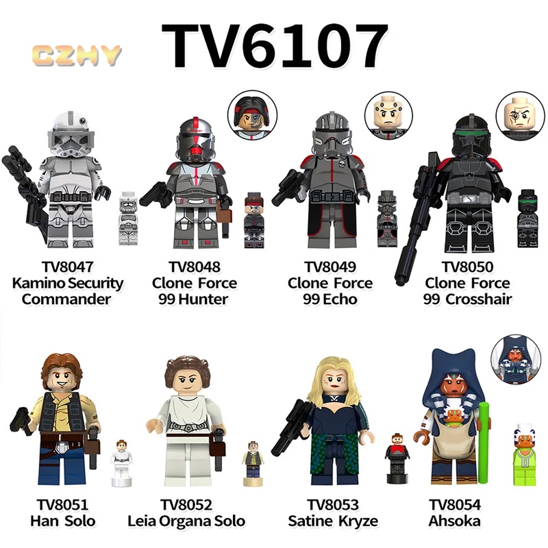 SW Wars Série Clone Trooper Commander Echo Leia Organa Solo Ahsoka Mini Bloco Figura De Construção Montar Brinquedos Tij
