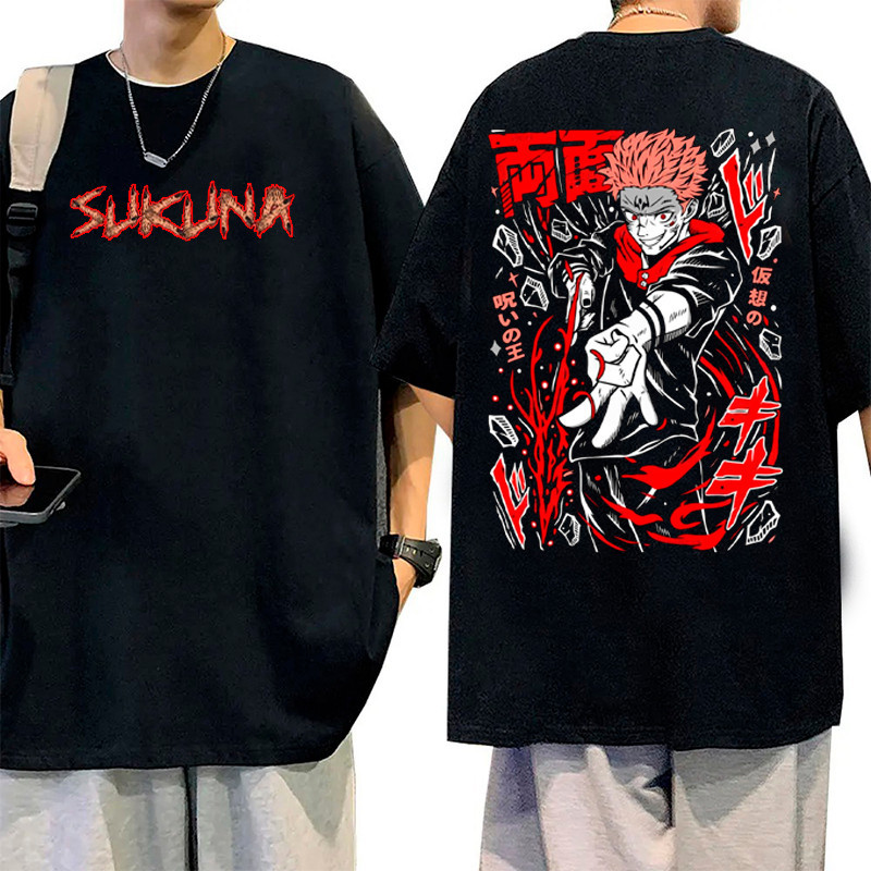 Camiseta Básica Anime Jujutsu Sukuna  Camisa 100% Algodão Streetwear Temos Plus Size Lançamento