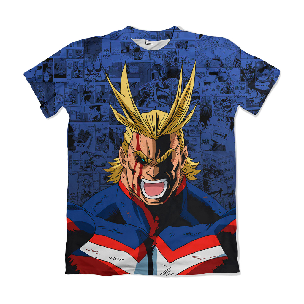 Camiseta My Hero Academia Boku no Hero All Might Mangá 1 Azul Anime Dry Fit Masculina Feminina Infantil Plus Size