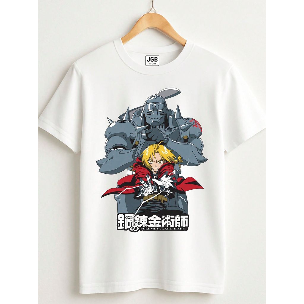Camiseta FullMetal Alchemist Edward Anime Manga Japão 100% Algodão Unissex Plus Size Blusa T-Shirt