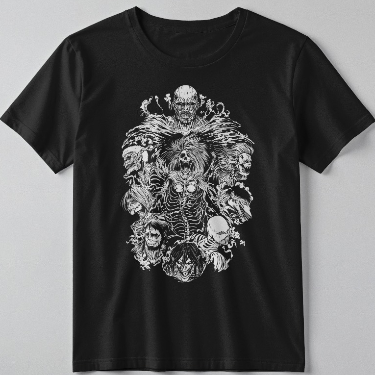 Camiseta Attack On Titan Shingeki no Kyojin Anime 100% Algodão Unissex Plus Size