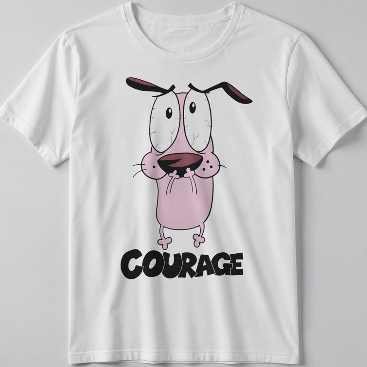 Camiseta Feminina Courage Cão Covarde Desenho 100% Algodão Plus Size Blusa T-Shirt