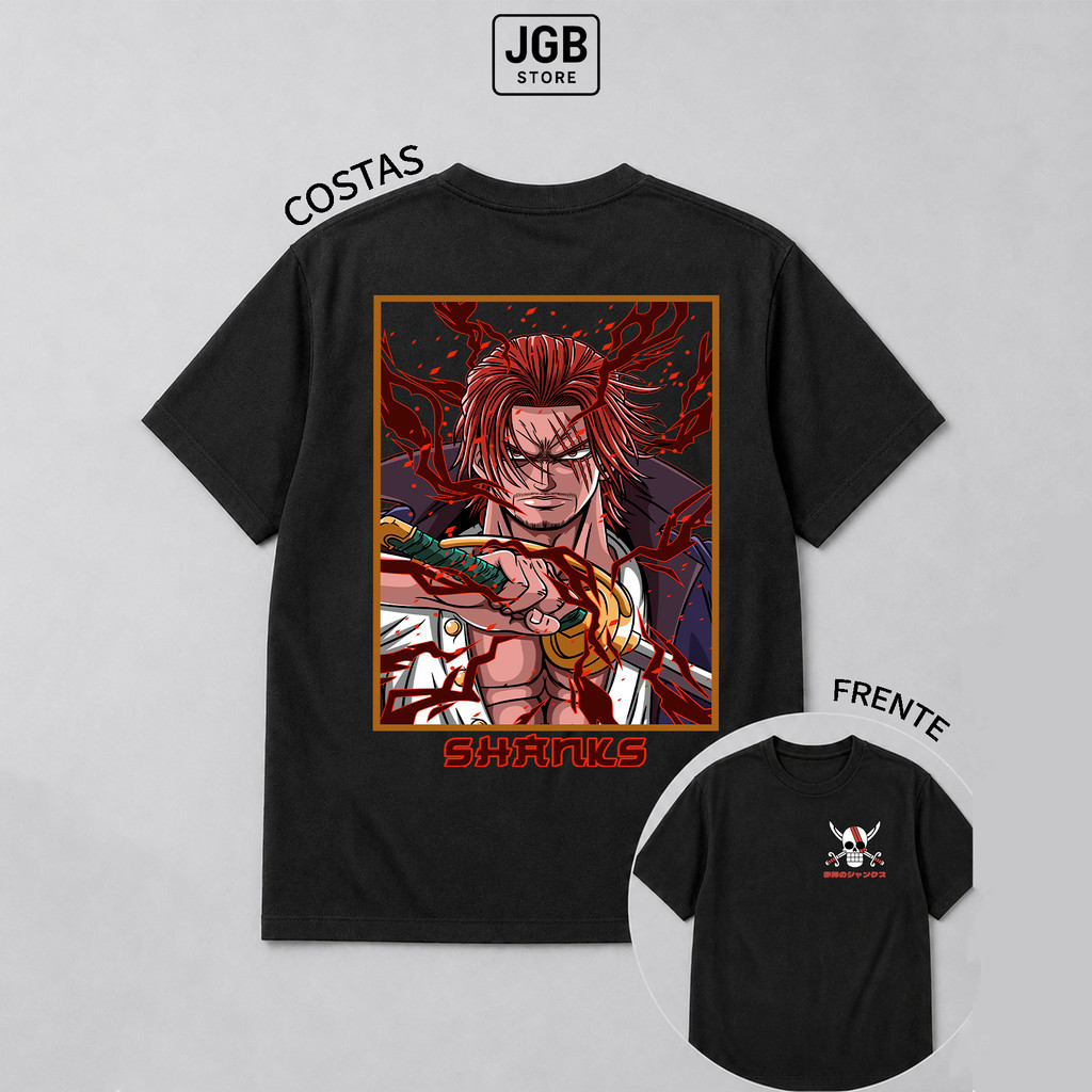 Camiseta One Piece Shanks Ruivo Haki do Rei 100% Algodão Masculino Feminino Unissex Anime Manga Plus Size