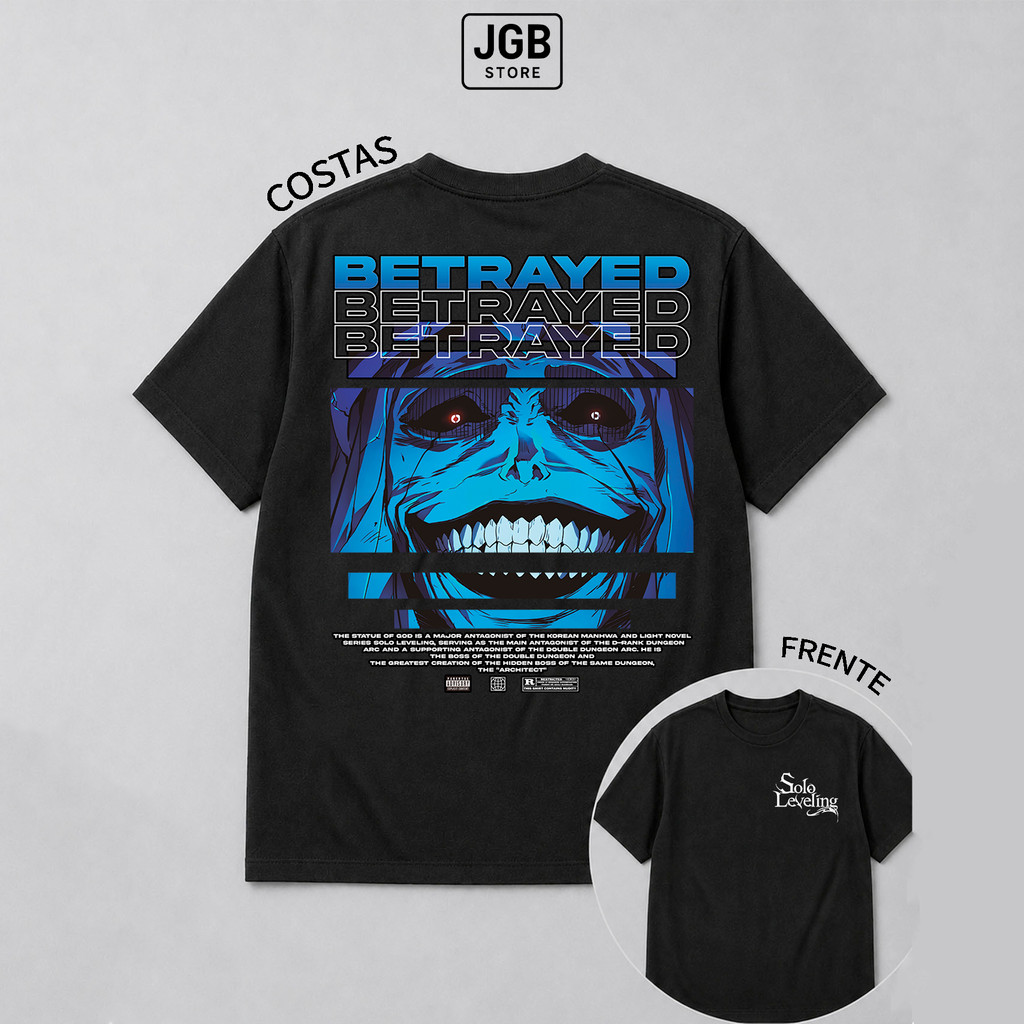 Camiseta Solo Leveling Sung Jin-Woo Estátua de Deus 100% Algodão Unissex Anime Manhwa Plus Size