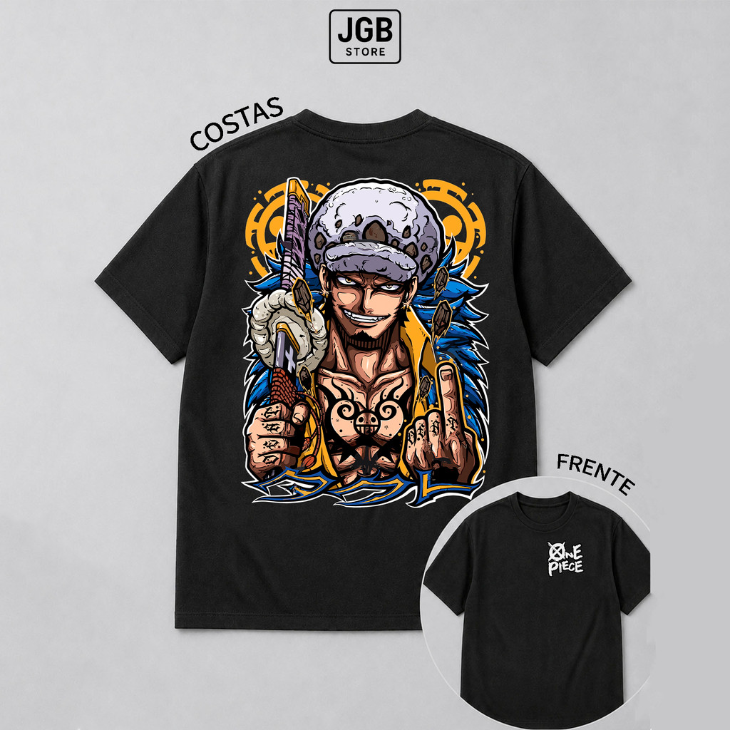 Camiseta One Piece Trafalgar Law Pirata 100% Algodão Masculino Feminino Unissex Anime Manga Plus Size