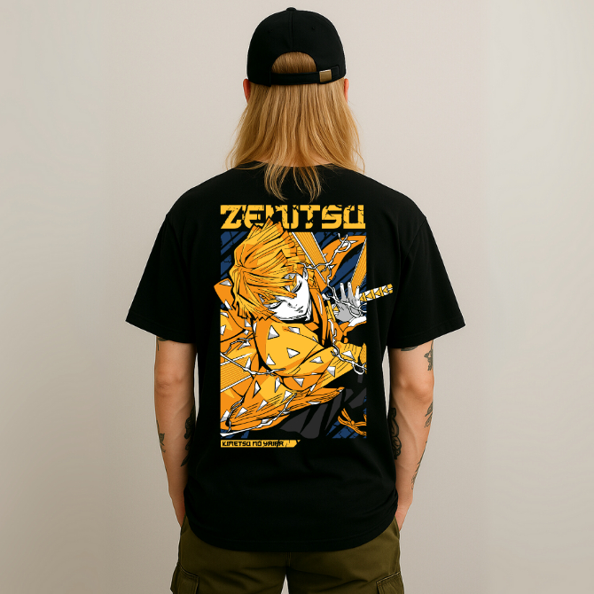 Camiseta Blusa Zenitsu Kimetsu no yaiba Relampago Hashira Infantil Plus Size Demon Slayer Anime Fã
