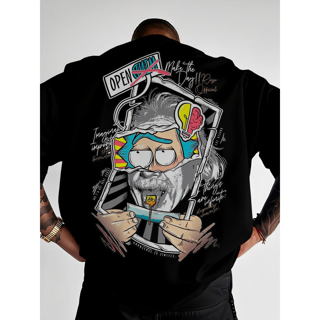 Camiseta Masculina Xoticalien Genius Trip Oversized 100% Algodão Premium Streetwaer Einstein Casual
