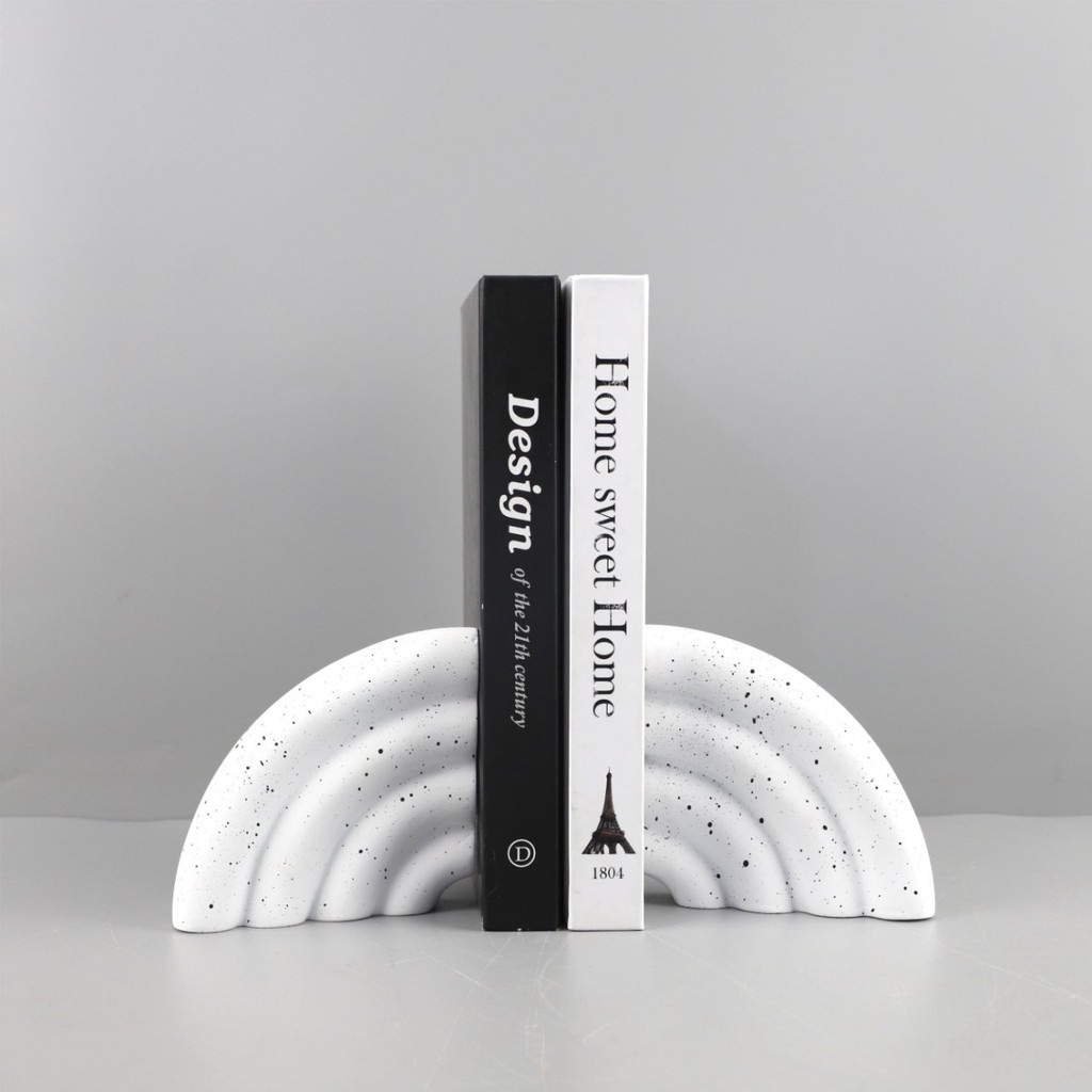 KFRX Modern minimalist resin fan-shaped semicircle bookends, desk ornaments, living room, study, TV cabinet, home decor