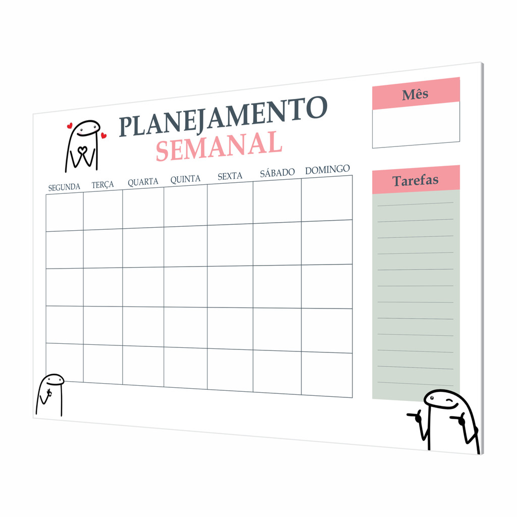 Quadro Planner Estudos Rotina Semanal Parede Decoração Flork