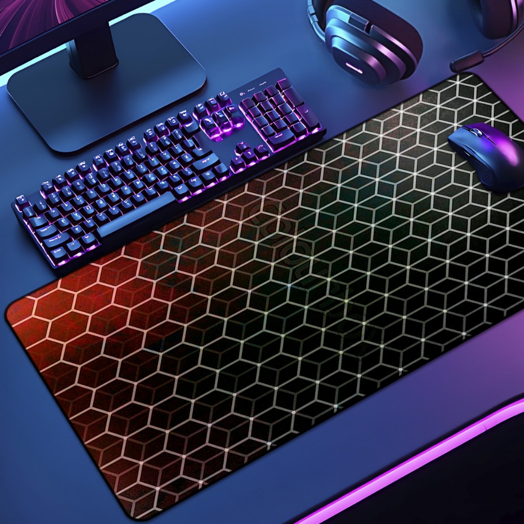 Mouse Pad Grande Gamer Pattern 65x30 70x35 80x35 90x40 90x50 120x60 Antiderrapante Borda Costurada