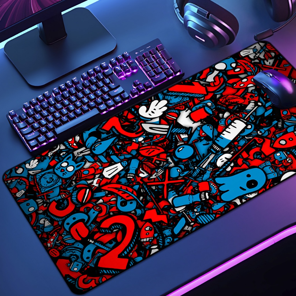 Mouse Pad Grande Gamer Pattern 65x30 70x35 80x35 90x40 90x50 120x60 Antiderrapante Borda Costurada