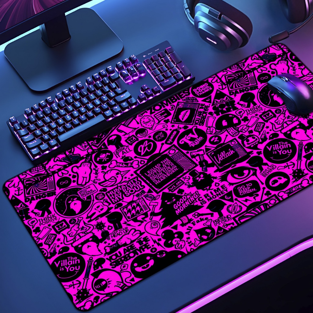 Mouse Pad Grande Gamer Pattern 65x30 70x35 80x35 90x40 90x50 120x60 Antiderrapante Borda Costurada