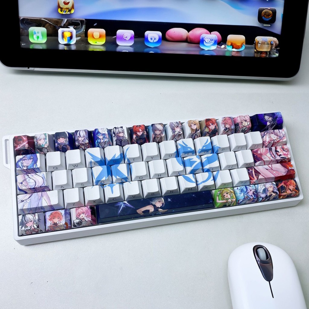 Anime of Singing Tide Animação Cherry Profile Shine-Through Side-print Double shot PBT Keycap Set 127 Teclas