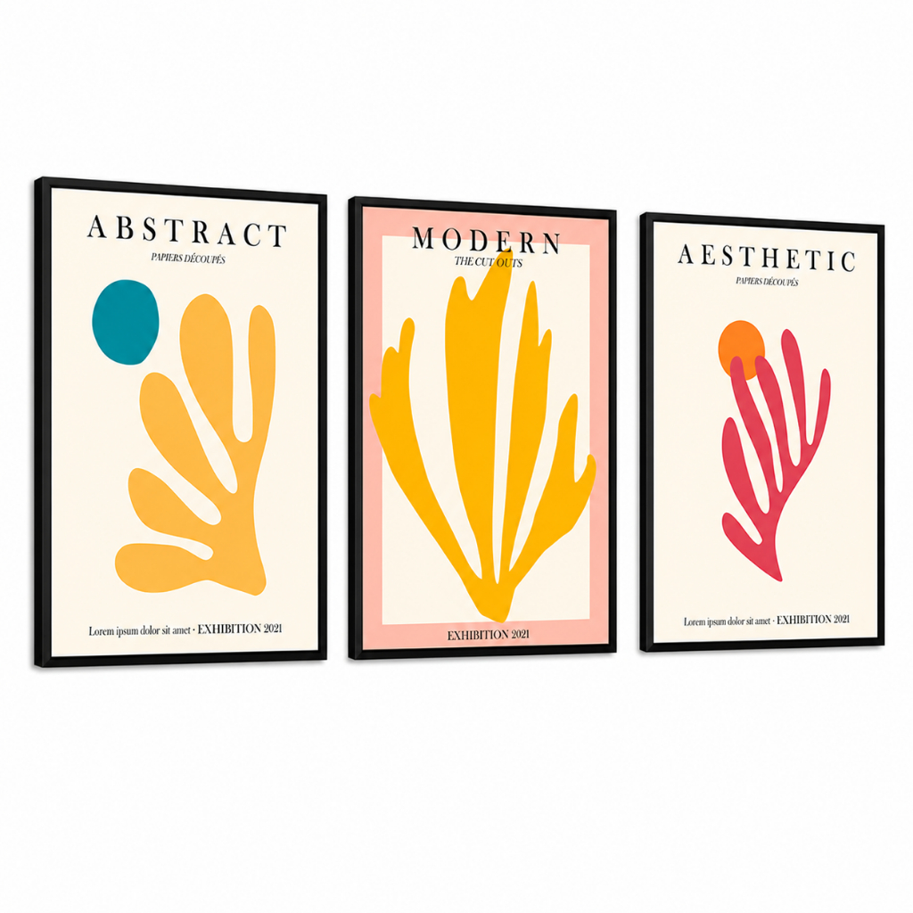 Kit Quadros Decorativos Abstract Modern Aesthetic Minimalista Sala Quarto Escritório