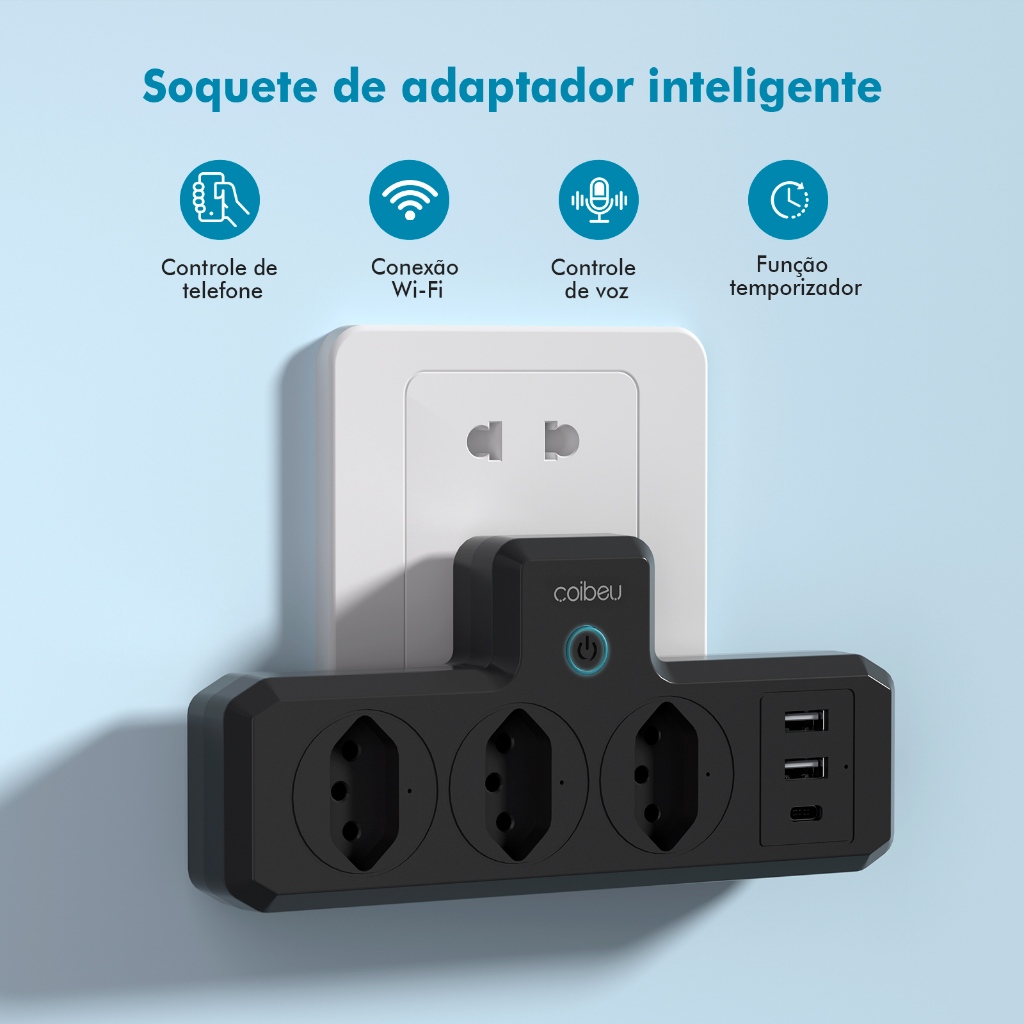 COIBEU Tuya wifi Conector Extensão Portátil Universal Plug Carregador Rápido