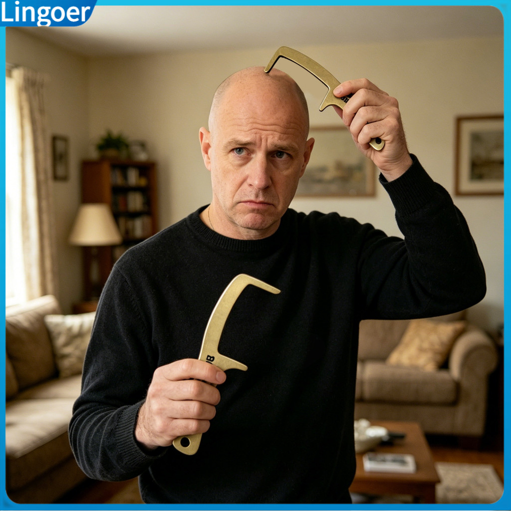 Funny Wooden Comb for Men – Novelty Gag Gift Hilarious Joke Present for Dad Coworker Friend Unique Head Desk Decor Per