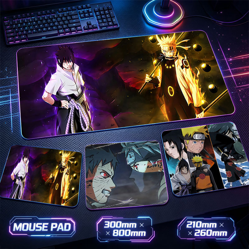 Dual Tone Laranja Roxo Chakra Anime Desk Pad Naruto vs Sasuke Epic Fight Estendido Anti-Slip Teclado Mouse Mat