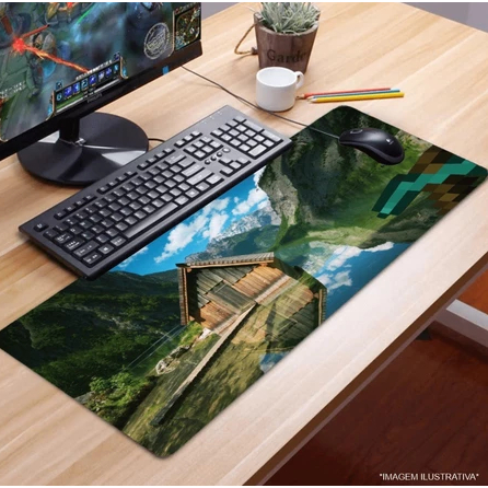 Mouse Pad Gamer Grande Tema Minecraft Desk Mat para Teclado e Mouse PC Personagem Desenho Anime