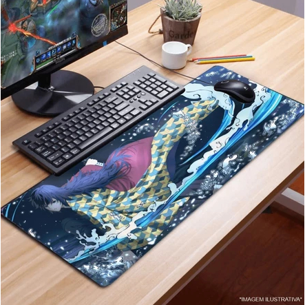 Mouse Pad Gamer Grande Estampado Desk Mat para Teclado e Mouse Setup PC Do Anime Demon Slayer: Kimetsu no Yaiba