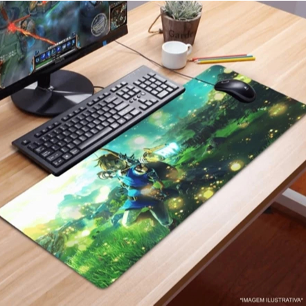 Mouse Pad Gamer Grande Tema Zelda Link Desk Mat para Teclado e Mouse PC Personagem Desenho Anime Envio Rápido