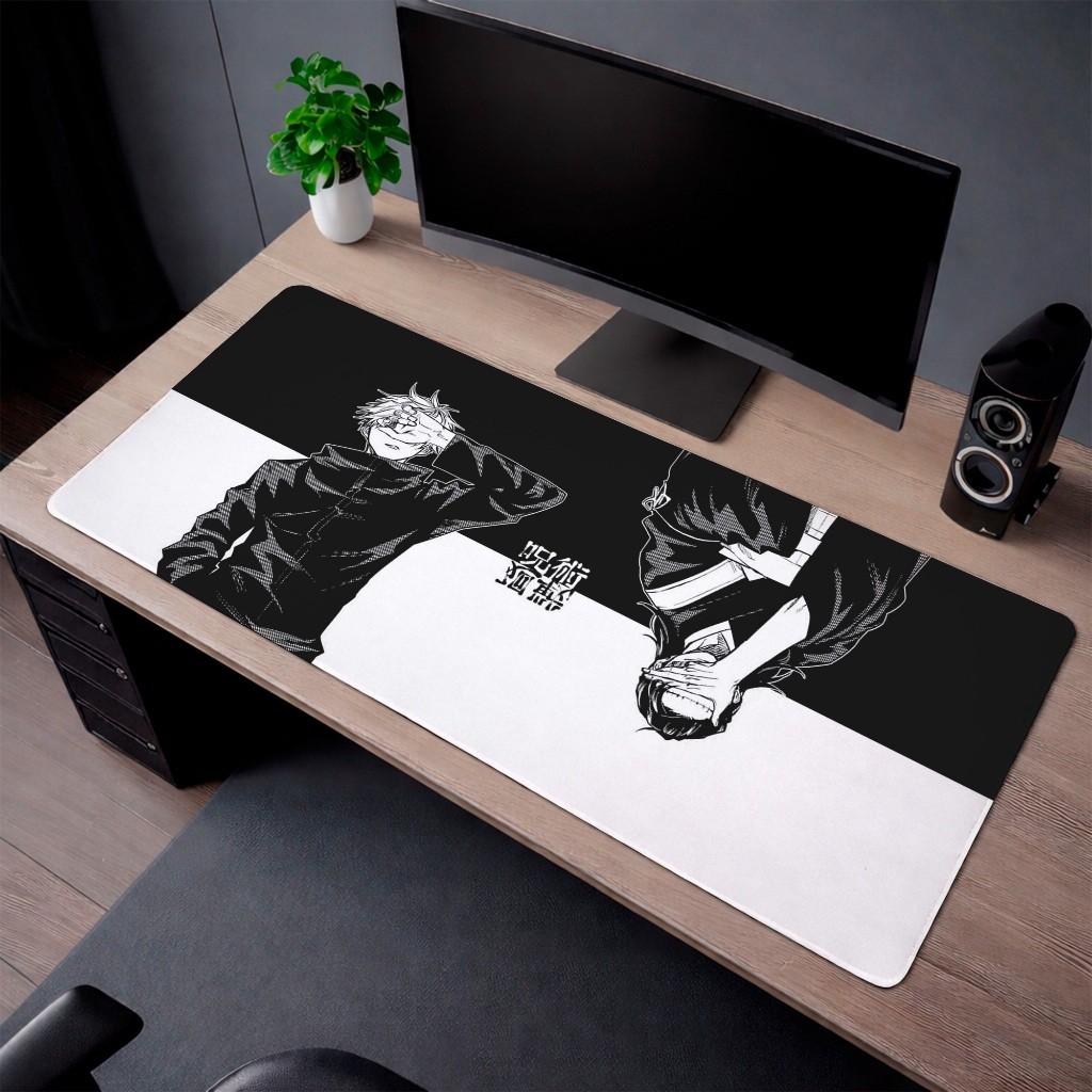 Mouse Pad Antiderrapante Gamer Minimalista Anime Preto e Branco Desk Mat