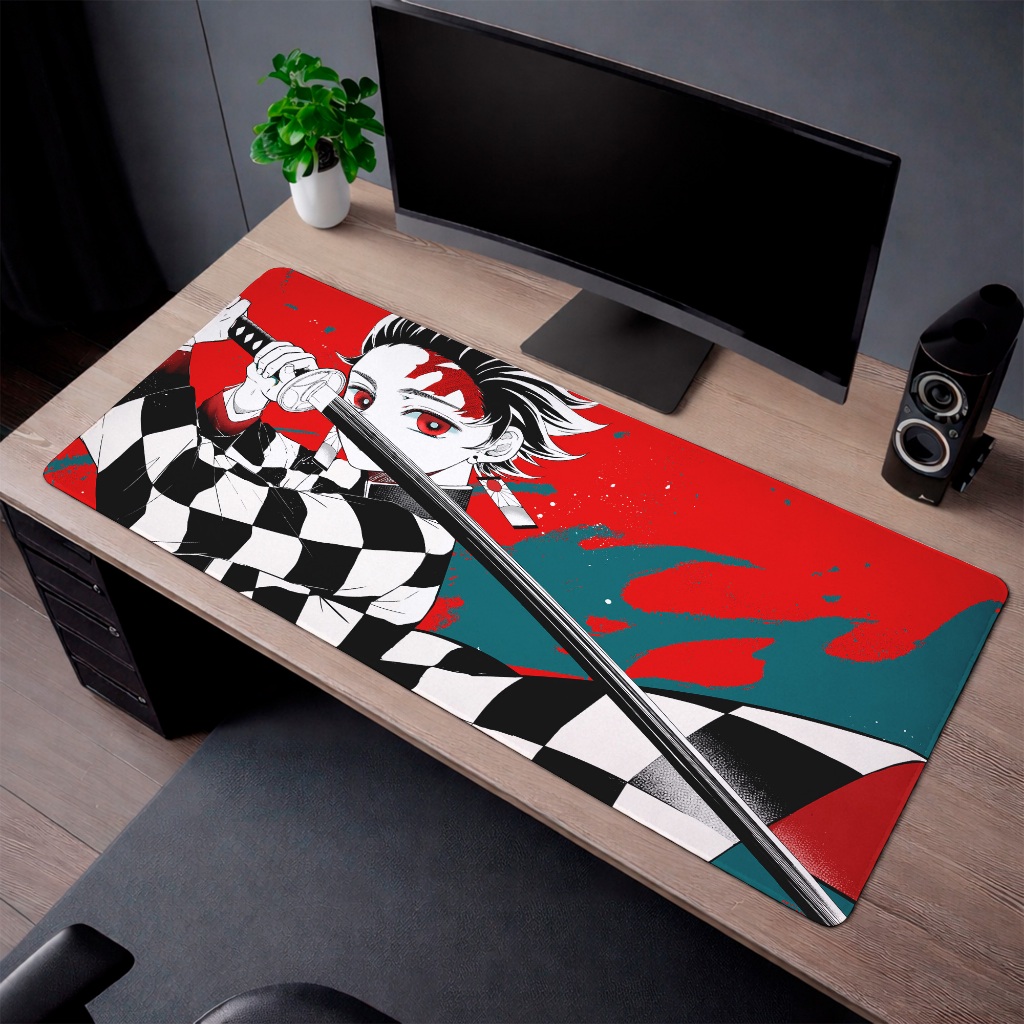 Mouse Pad Gamer Grande Anime Espadachim Vermelho Desk Mat Antiderrapante