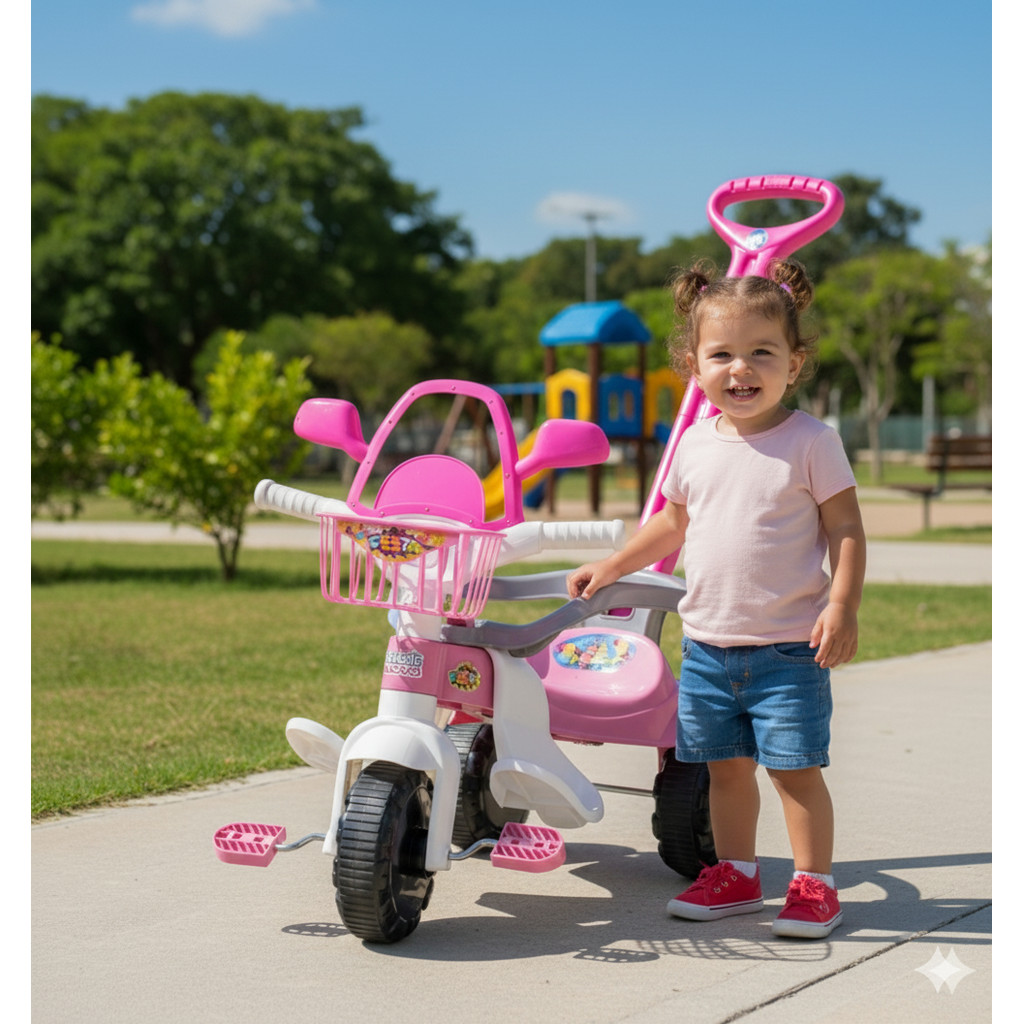 Triciclo Tico -tico Festa Up Rosa Menina 2566 - Magic Toys