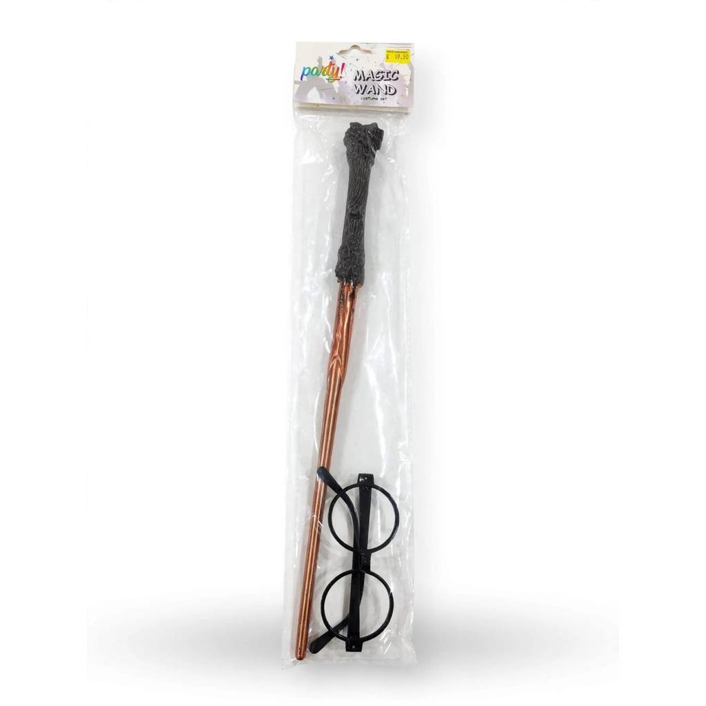 Kit Bruxo Varinha Mágica Óculos Redondo Fantasia Harry Cosplay Party Magic Wand