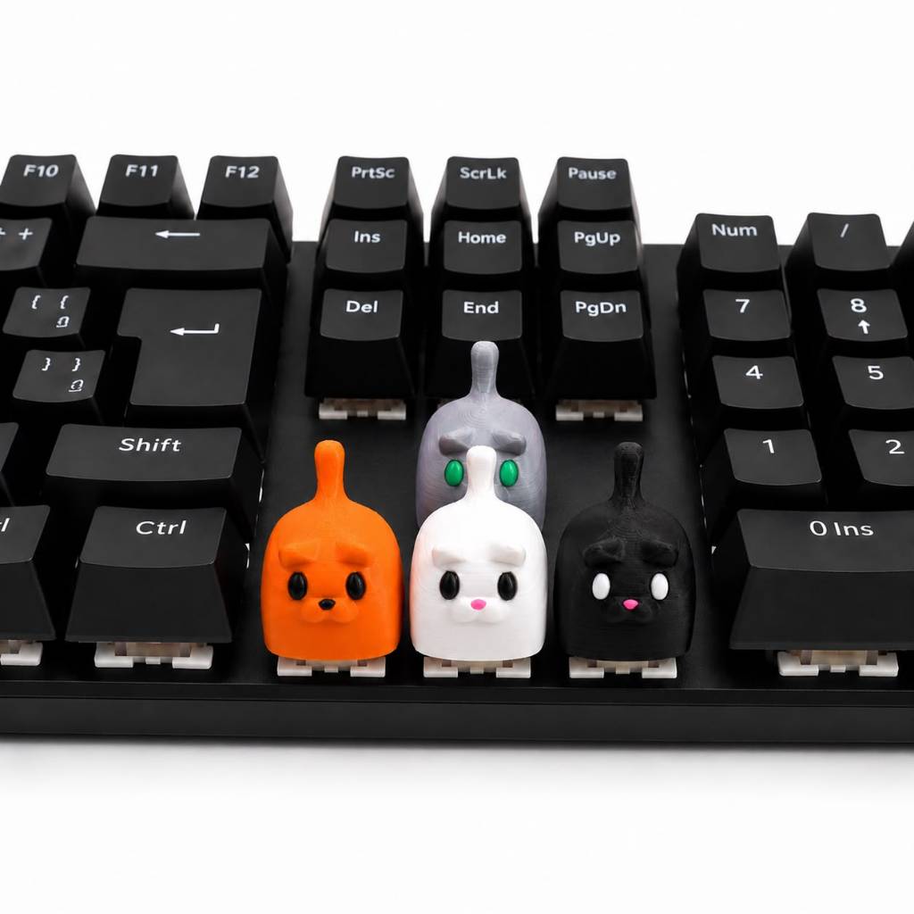 Keycap Kit com 4 Gatos Preto, Laranja, Branco e Cinza para Teclado Mecânico Cherry MX