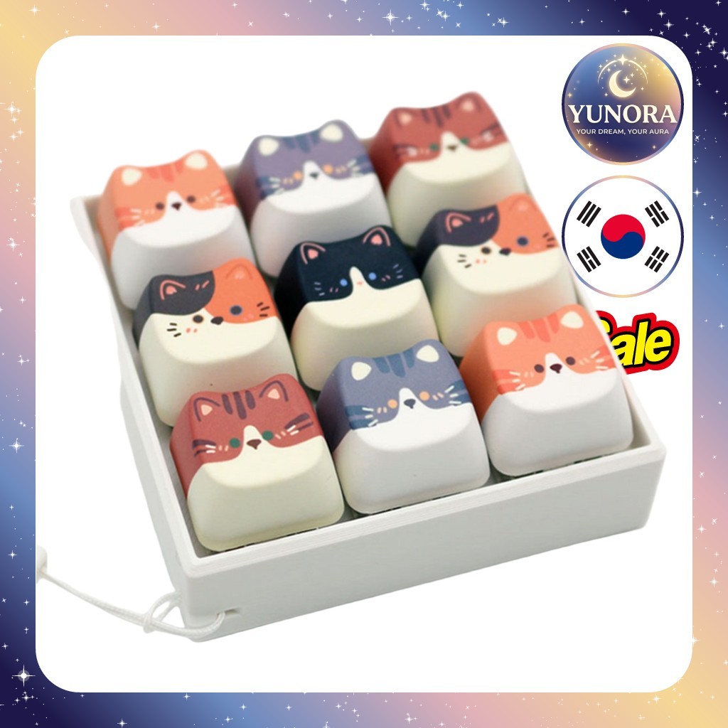 [joajoa] Chaveiro Cat Keycap , 9 Unidades/De Gato Coreano/Desenhos Divertidos