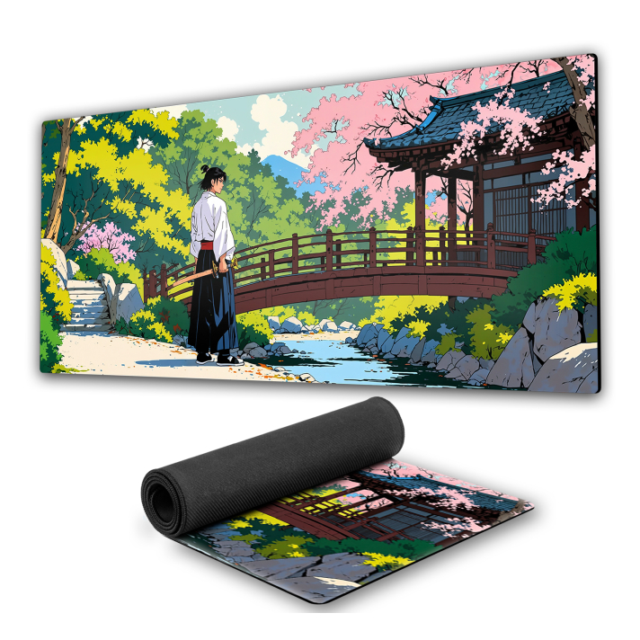 Mouse Pad Samurai Premium fundo de borracha vintage japão 90x40cm 80x30cm 900x400 800x300 speed anime gamer mousepad