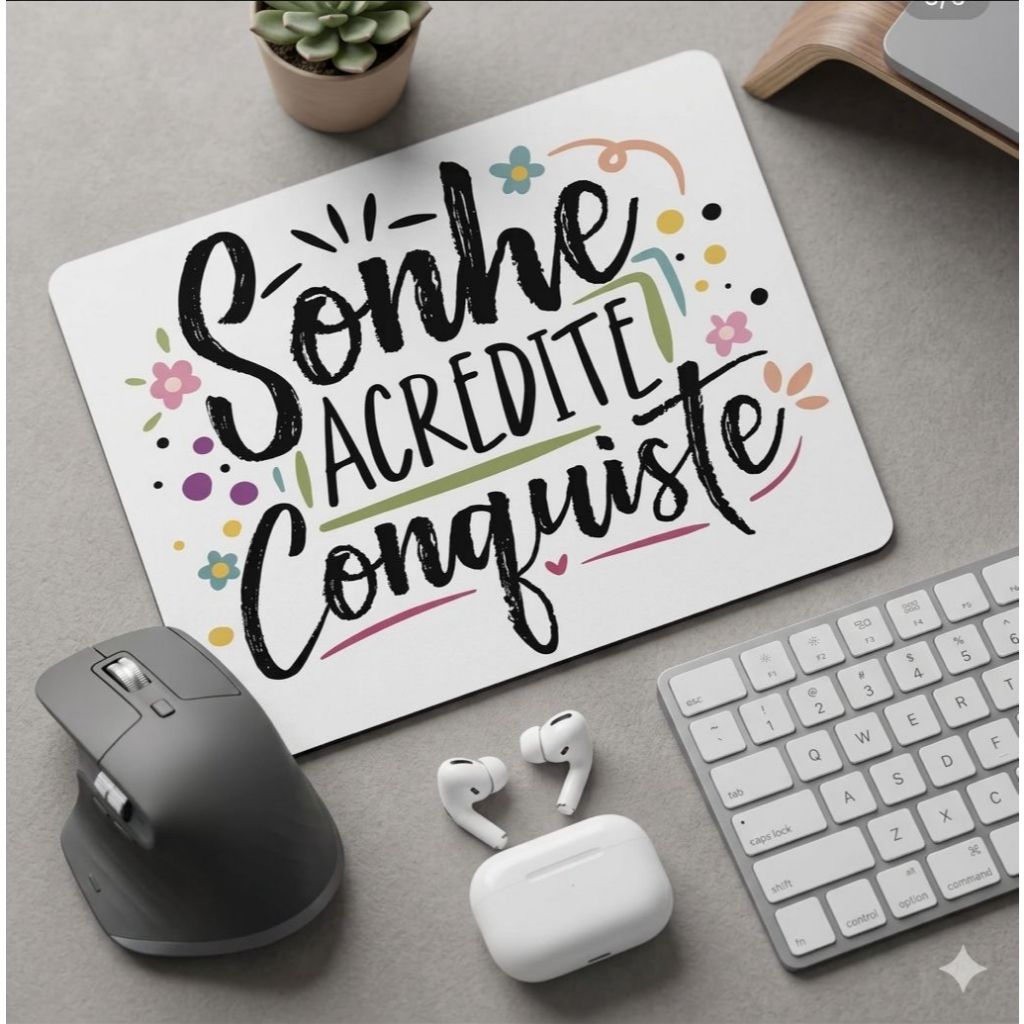 Mouse Pad Personalizado Floral Vintage – Frase Motivacional, Alta Qualidade 15x20 Impressão de Alta Definição Bonito