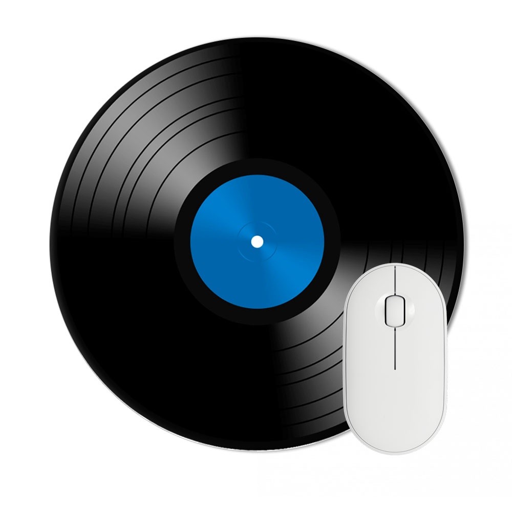 Mousepad Disco Lp Vinyl Retro Vintage Criativo Preto e Azul